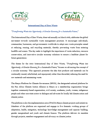 International Day of Zero Waste Concept Note