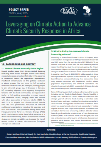 Leveraging on Climate Action to Advance  Climate Security Response in Africa