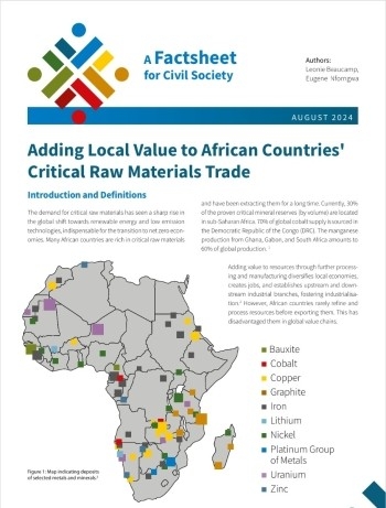 A Fact Sheet For Civil Society: Adding Local Value to African's Countries Critical Raw Material Trade