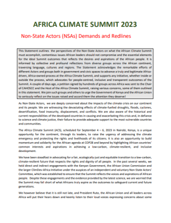 ACS 2023 Non-State Actors (NSAs) Demands and Redlines
