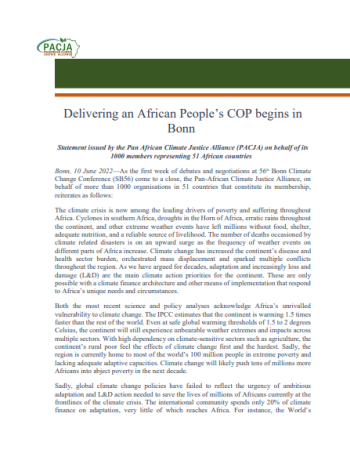 Delivering an African People’s COP begins in  Bonn